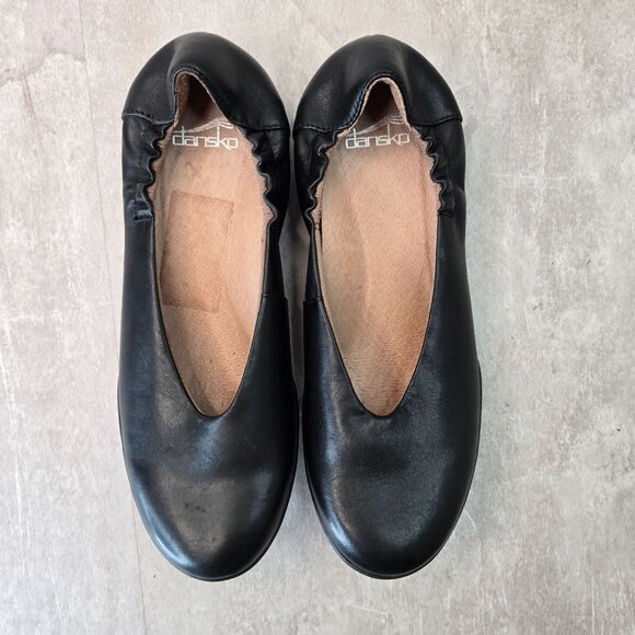 Dansko Comfort Ballet Flats Leather Black Slip On Preppy Ballerina Shoes 6.5-7 - Picture 2 of 11